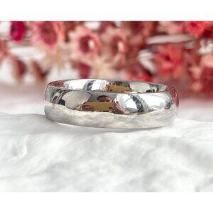 Pure Stainless Steel Unisex Band Minimalist Vintage Ring - sz 10